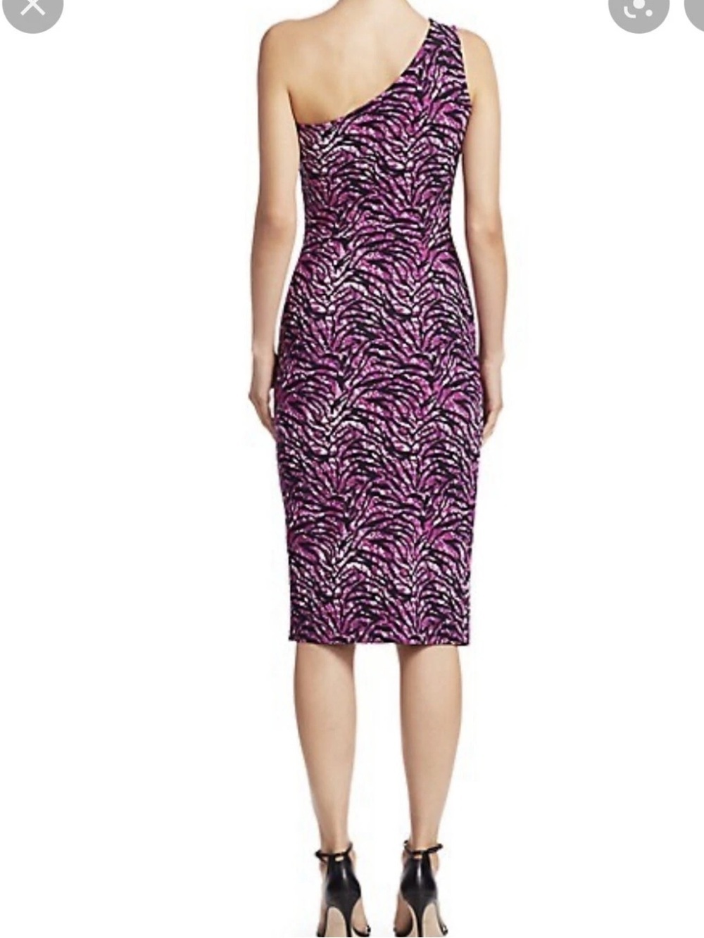 Chiara Boni One-Shoulder Purple Zebra-Print Sheath Dress 42 - Picture 2 of 8